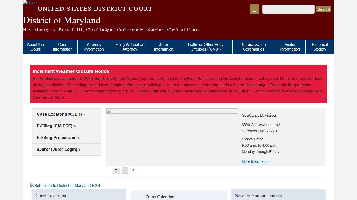 District of Maryland United States District Court