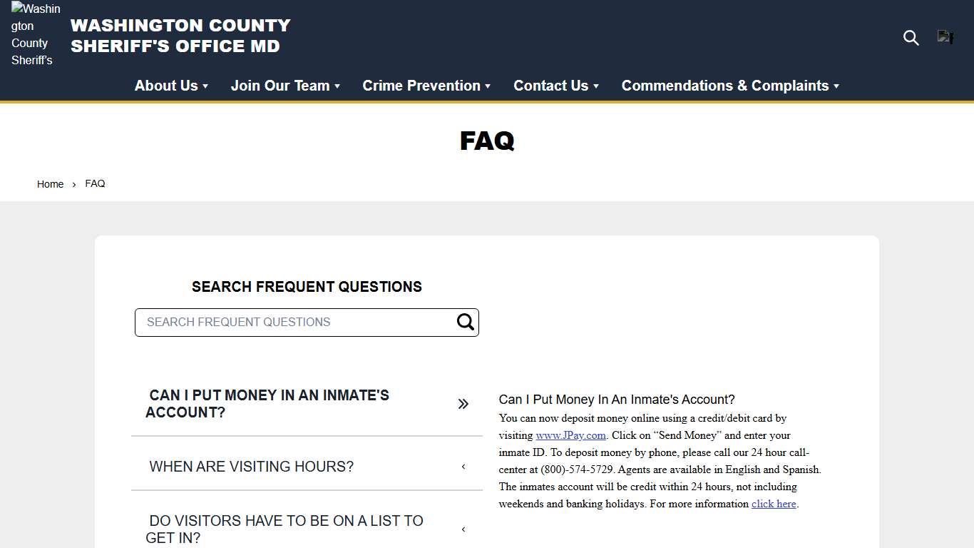 FAQ Washington County Sheriff’s Office, MD